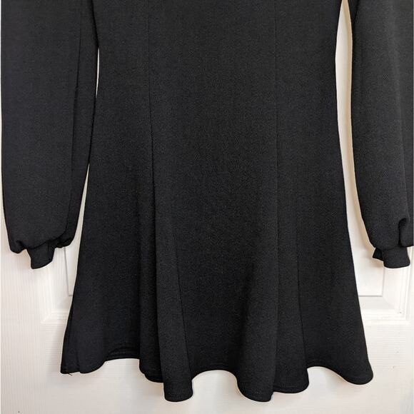 Boohoo Black Bust Detail Blouson Sleeve Skater Goth Witchy Dress UK 10 US 6 - Picture 9 of 12